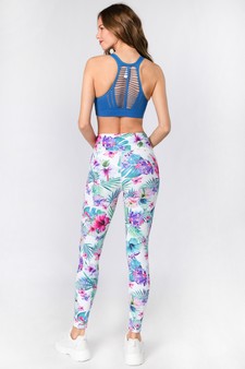Women's High Rise Tropical Floral Printed Activewear Leggings style 4