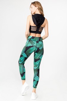 Women's High Rise Palm Leaf Print Activewear Leggings - Top: ACT642 style 4