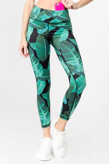 Women's High Rise Palm Leaf Print Activewear Leggings - Top: ACT642 style 5