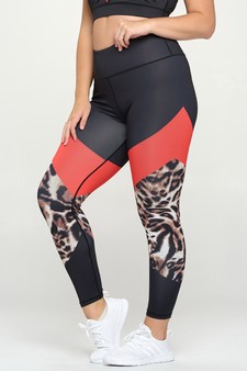 Women's Colorblock Cheetah Print Activewear Leggings (XL only) style 2