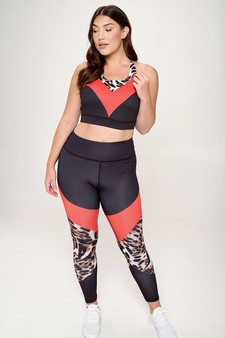 Women's Colorblock Cheetah Print Activewear Leggings (XL only) style 4