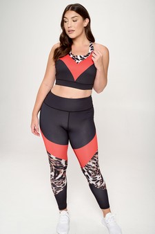 Women's Colorblock Cheetah Print Activewear Leggings (XL only) style 5