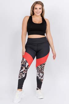Women's Colorblock Cheetah Print Activewear Leggings style 2