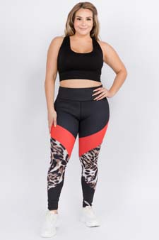 Women's Colorblock Cheetah Print Activewear Leggings style 5