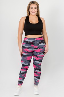 Women's Pink Camouflage Activewear Leggings (XL only) style 2