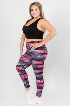 Women's Pink Camouflage Activewear Leggings (XL only) style 3