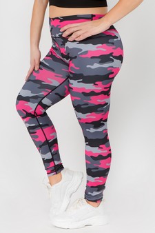 Women's Pink Camouflage Activewear Leggings style 2