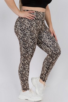 Women's Cheetah Print Activewear Leggings- Plus Size style 2