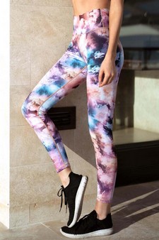 Women's Marble Tie Dye Activewear Leggings - TOP: ACTPT050 style 2