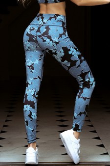 Women's Floral Leaf Print Activewear Leggings - TOP; ACTPT056 style 2