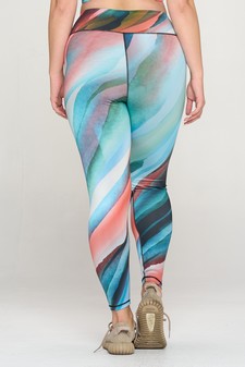 Women's Waves of Blue Watercolor Activewear Leggings style 3