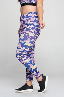 Women's Purple Camouflage Activewear Leggings style 2