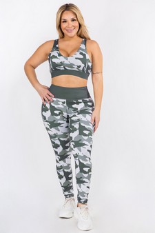 Women's Contrast Waistband Camo Print Activewear Leggings (XL only) style 4