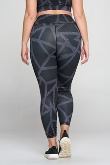 Women's Abstract Grid Printed Activewear Leggings style 3