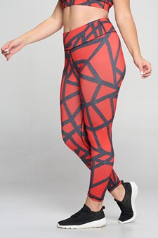 Women's Abstract Grid Printed Activewear Leggings style 2