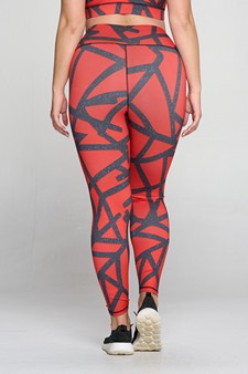 Women's Abstract Grid Printed Activewear Leggings style 3