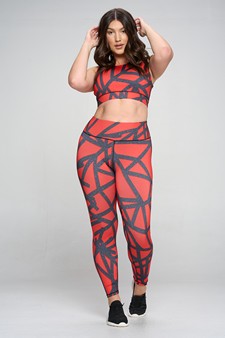 Women's Abstract Grid Printed Activewear Leggings style 4