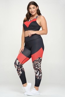 Women's Colorblock Cheetah Print Activewear Set style 2