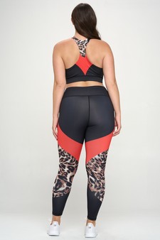 Women's Colorblock Cheetah Print Activewear Set style 3