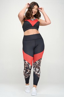 Women's Colorblock Cheetah Print Activewear Set style 4