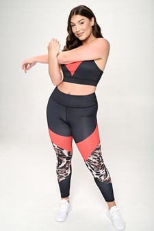 Women's Colorblock Cheetah Print Activewear Set style 6