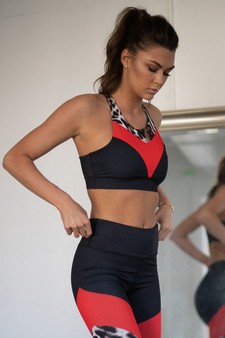 Women's Leopard Colorblock Activewear Sports Bra style 2