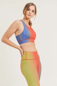 Women's Active Ombre Color Print Sports Bra style 4