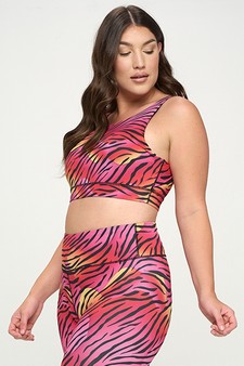 Women's Peachy Zebra Print Activewear Sports Bra style 2