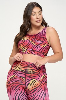 Women's Peachy Zebra Print Activewear Sports Bra style 4