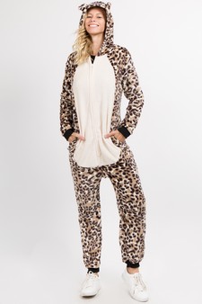 Plush Leopard Animal Onesie Pajama Costume style 3