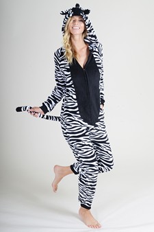 Plush Zebra Animal Onesie Pajama Costume **NY ONLY** style 2