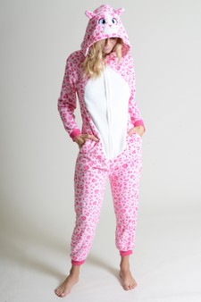 Plush Pink Leopard Animal Onesie Pajama Costume style 3