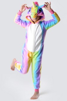 Kid's Rainbow Stripe Unicorn Onesie style 2
