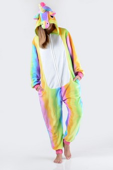 Women's Rainbow Stripe Unicorn Onesie style 2