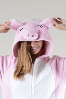 Women's Pink Piggy Animal Onesie Pajama - (6pcs L/XL only) style 3