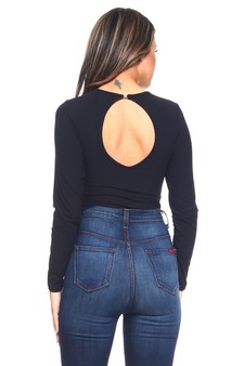 Lady's Long Sleeve Open Back Bodysuit style 6
