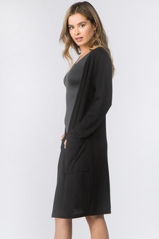 Women's Long Sleeve Knit Wrap Cardigan with Pockets style 3