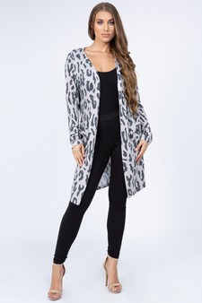 Women's Leopard Print Cardigan with Pockets style 3