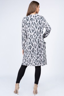 Women's Leopard Print Cardigan with Pockets style 5