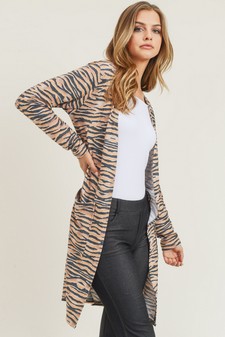 Women's Zebra Striped Duster Cardigan style 3