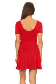 Women's Fit & Flare Scooped Neck Short Sleeve Dress (Large only) style 4