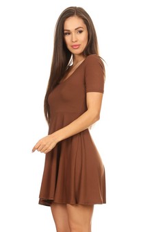 Women's Fit & Flare Scooped Neck Short Sleeve Dress (Large only) style 2