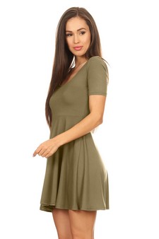 Women's Fit & Flare Scooped Neck Short Sleeve Dress (Large only) style 2