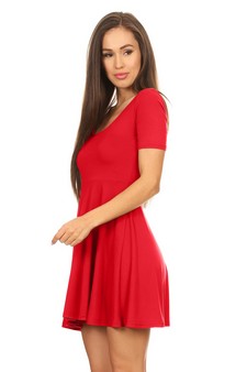 Women's Fit & Flare Scooped Neck Short Sleeve Dress (Medium only) style 2