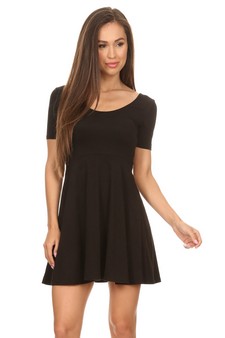 Fit & Flare Scooped Neck Short Sleeve Dress style 2