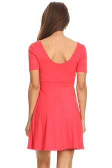 Fit & Flare Scooped Neck Short Sleeve Dress style 3