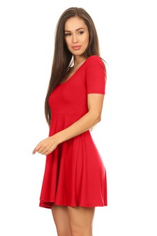 Fit & Flare Scooped Neck Short Sleeve Dress style 2