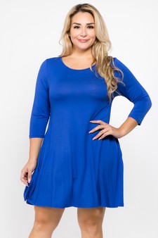 Women's 3/4 Sleeve Swing Dress with Pockets style 2