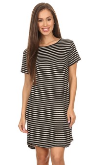 Striped Short Sleeve Tunic T-Shirt Dress IMPORTED style 2