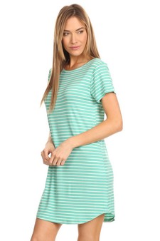 Striped Short Sleeve Tunic T-Shirt Dress MADE IN USA style 2